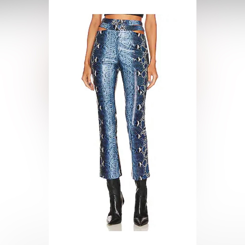 Camila Coelho Blue Snake Print Pants